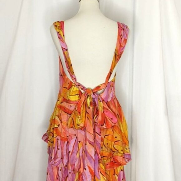 FARM Rio Mid Dress XL Ombre Bananas Crossed Back Dress Tropical Summer - Picture 8 of 16